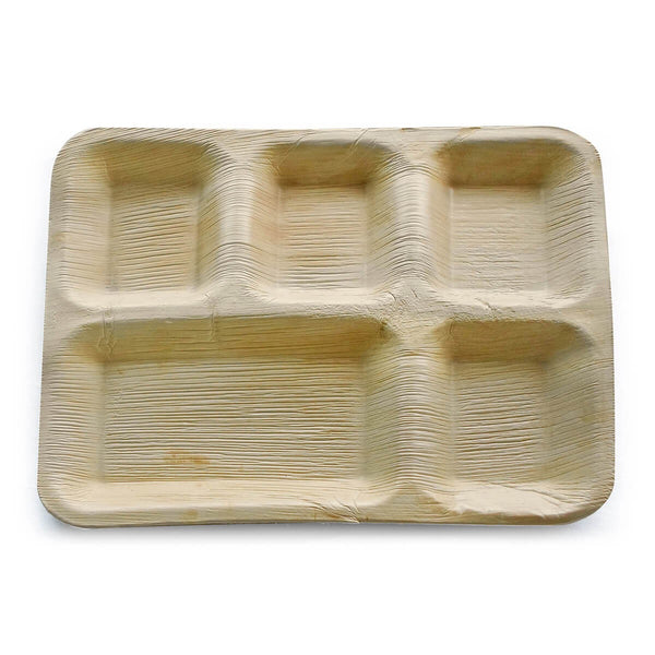 12×10 inches Areca palm plate – 5 Compartments